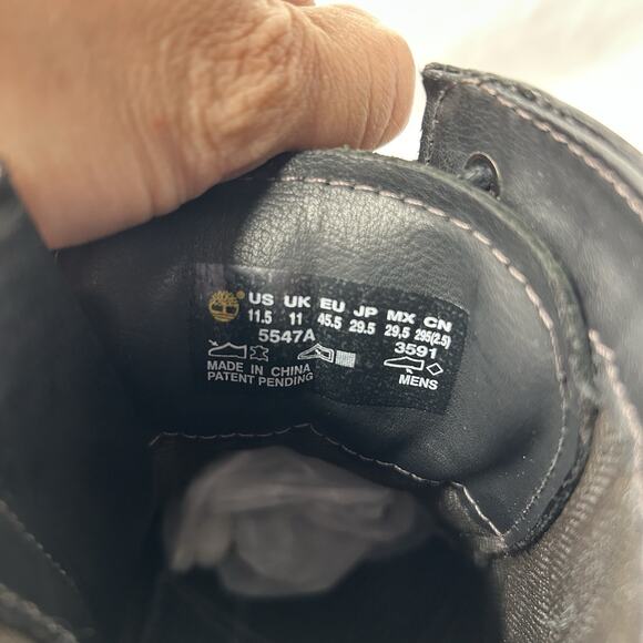 Men's Timberland Cobelton 5547A Boots Black Textured Leather Size 11.5 - Picture 5 of 7